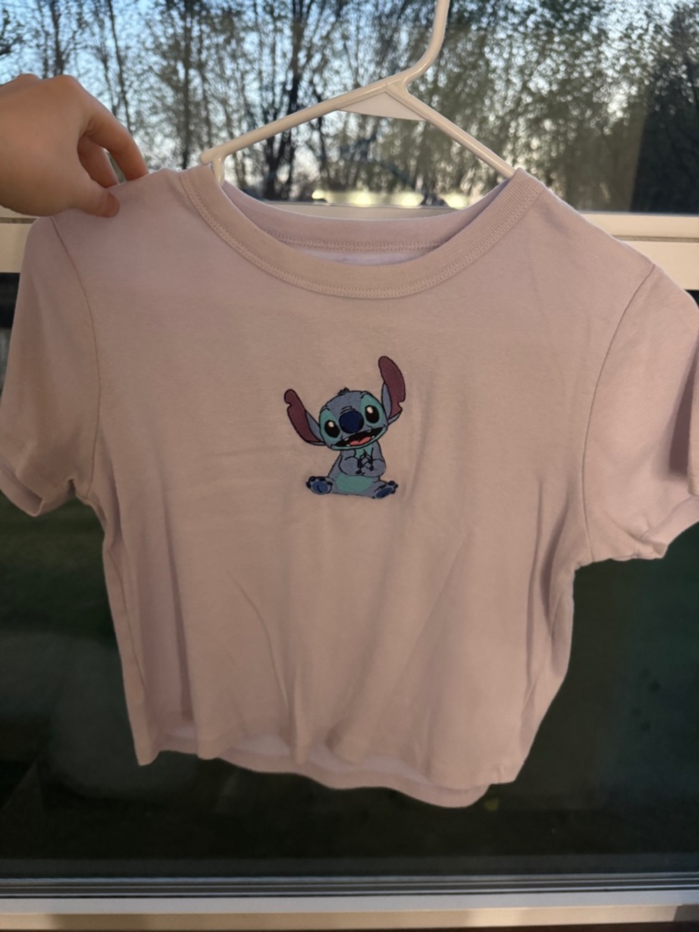 Disney Light Purple Tee with Stitch Embroidery